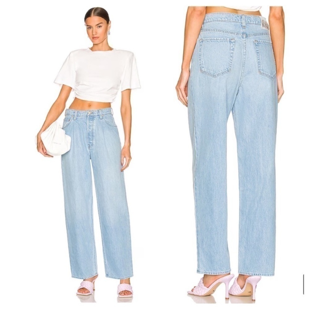 MOTHER Pleated Fun Dip Puddle Jeans Snacks High Rise Barrel Leg Just A Nibble 31 - Picture 1 of 14